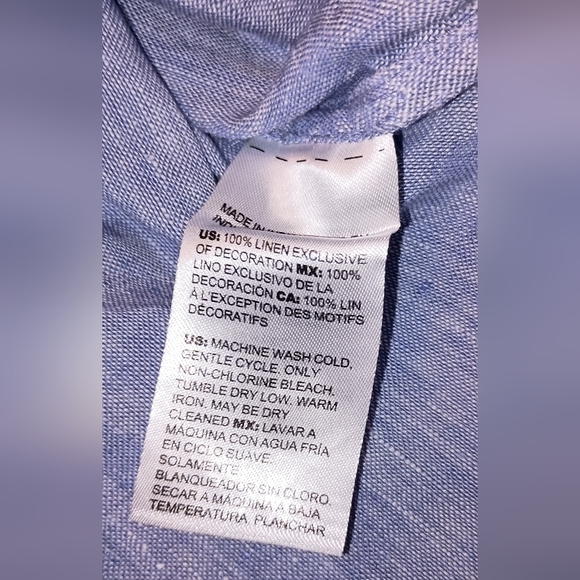 Chico's Linen blue Gold Tunic Top Size 8 - Picture 3 of 8